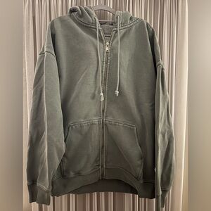 BRANDY MELVILLE John Galt Christy Hoodie Oversized Full-Zip Jacket Faded Green